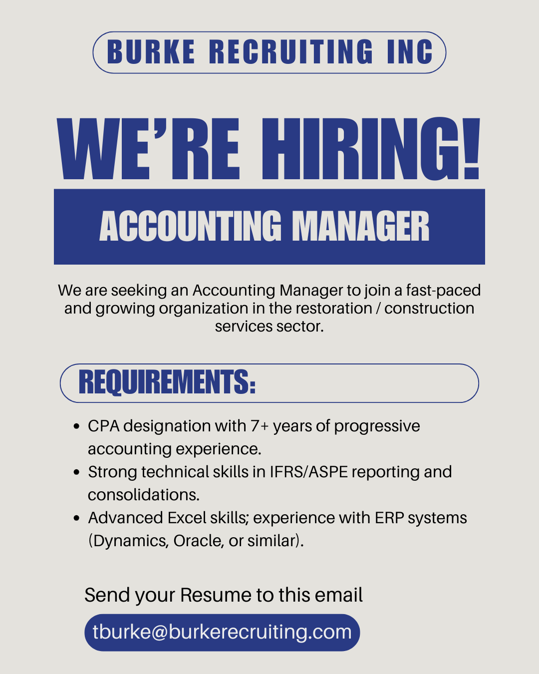 New Accounting Manager Role In Coquitlam