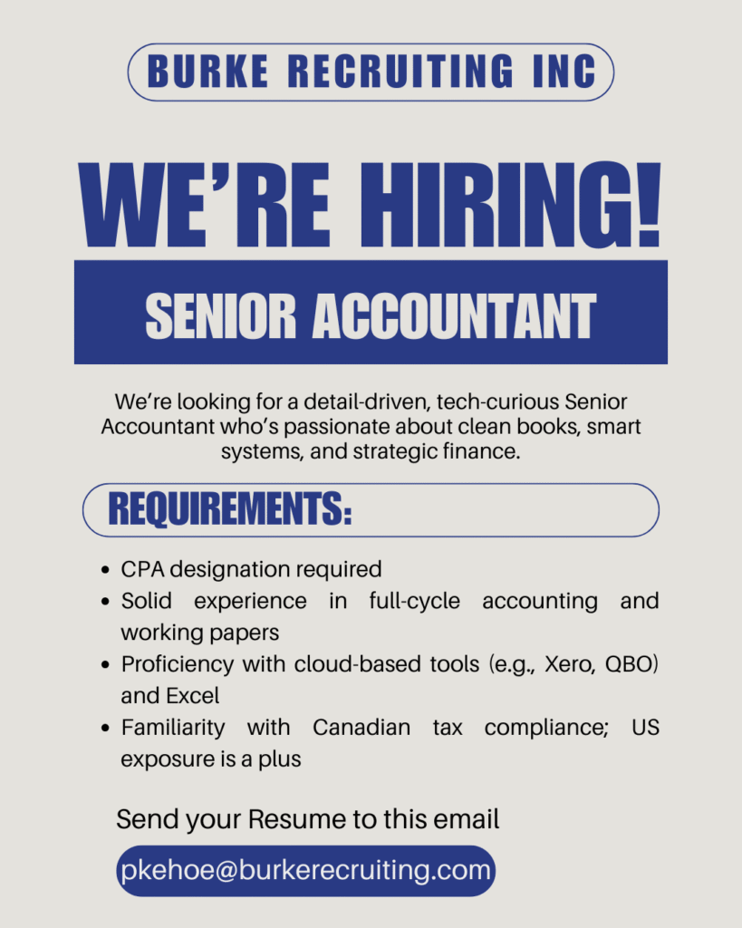 Senior Accountant working on financial data for a job in British Columbia