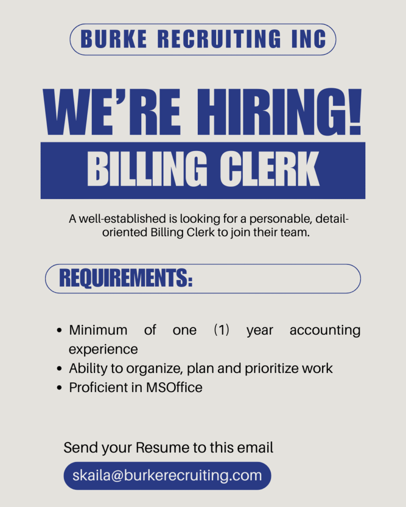 Detail-oriented Billing Clerk processing invoices in a modern Port Coquitlam office