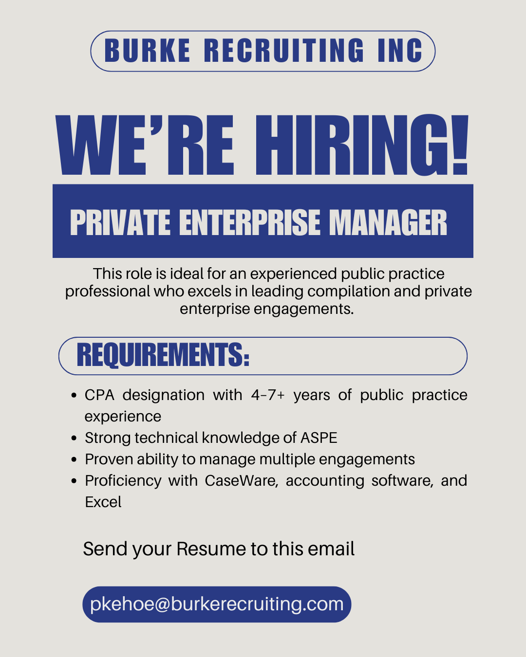 Hiring Now: Private Enterprise Manager in Vancouver