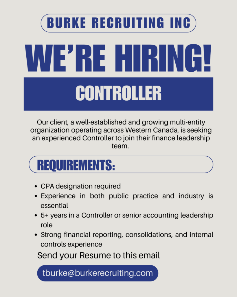 Professional CPA reviewing financial statements and consolidations, representing the ideal candidate for a Controller Job in Coquitlam at a growing multi-entity organization.