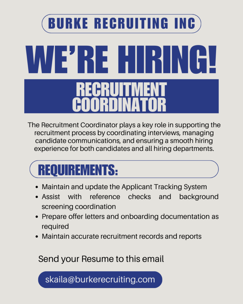 Professional recruitment coordinator scheduling interviews and managing candidate communications for a Recruitment Coordinator Job in North Vancouver at a growing organization.